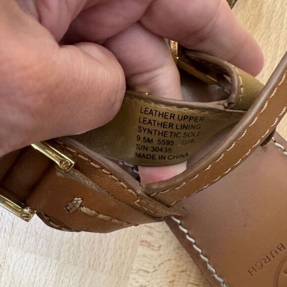 TORY BURCH Ali Thong Sandals Women's 9.5 Brown Leather Slingback Strap - Picture 5 of 9